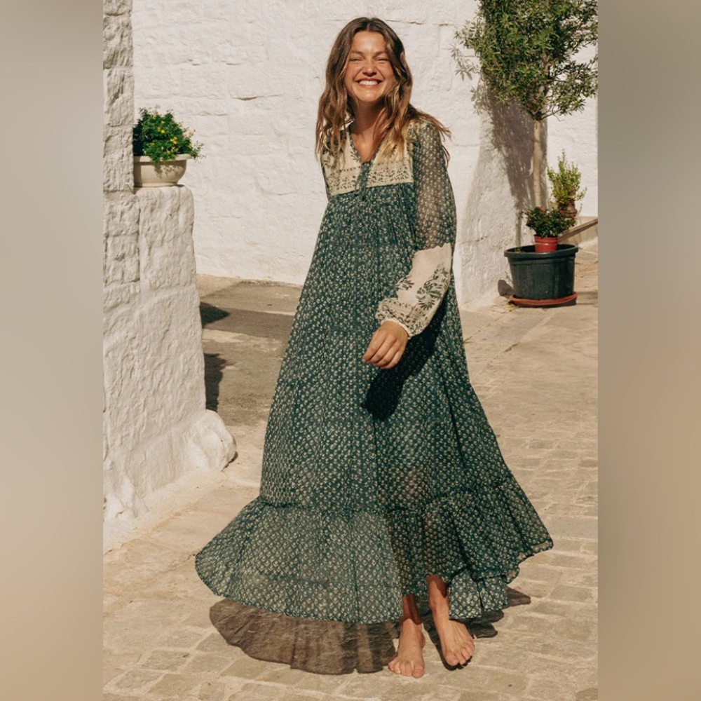 Daughters of India Rooh Maxi Dress in Pine